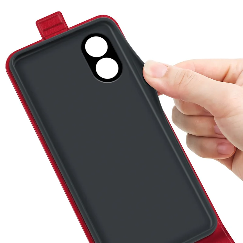 For Oppo A38 4G Case Card Slot Phone Shell Crazy Horse Texture Leather Phone Cover - Red