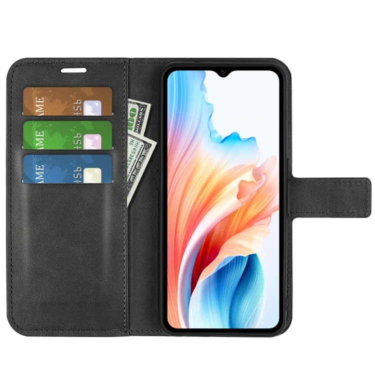 For Oppo A38 4G Case Magnetic Phone Cover Wallet PU Leather Phone Stand Shell - Black