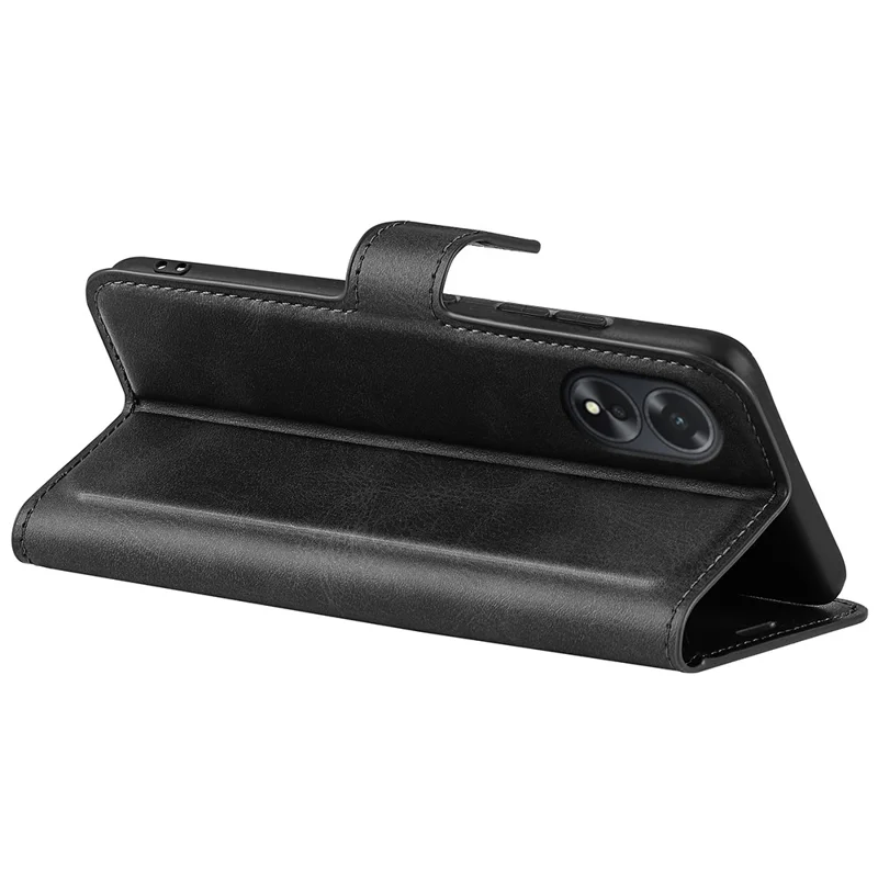 For Oppo A38 4G Case Magnetic Phone Cover Wallet PU Leather Phone Stand Shell - Black