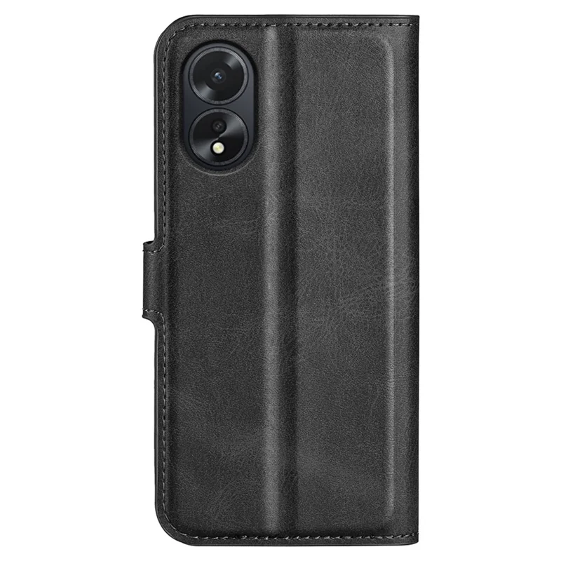 For Oppo A38 4G Case Magnetic Phone Cover Wallet PU Leather Phone Stand Shell - Black