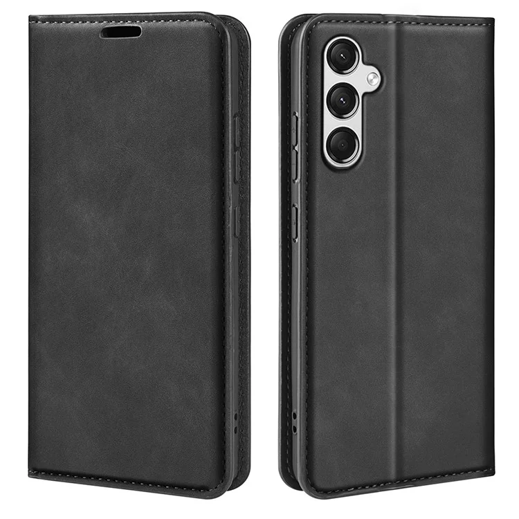 Для Samsung Galaxy A25 5G (Global) (161,0 x 76,5 x 8,3 мм) Чехол Anti-Scratch Wallet Stand Skin-touch Feeling Leather Phone Cover - Black