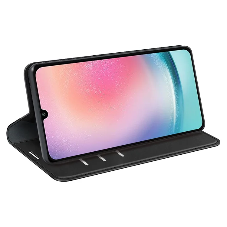 Для Samsung Galaxy A25 5G (Global) (161,0 x 76,5 x 8,3 мм) Чехол Anti-Scratch Wallet Stand Skin-touch Feeling Leather Phone Cover - Black
