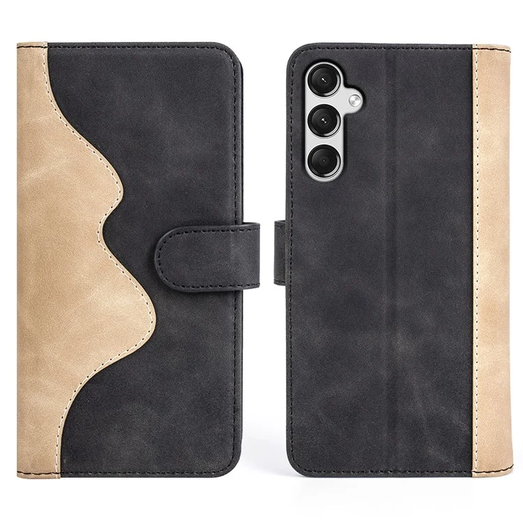 Para Samsung Galaxy A25 5G (Global) (161.0 x 76.5 x 8.3mm) Case PU Leather Wallet Stand Dual-color Cell Phone Cover - Preto