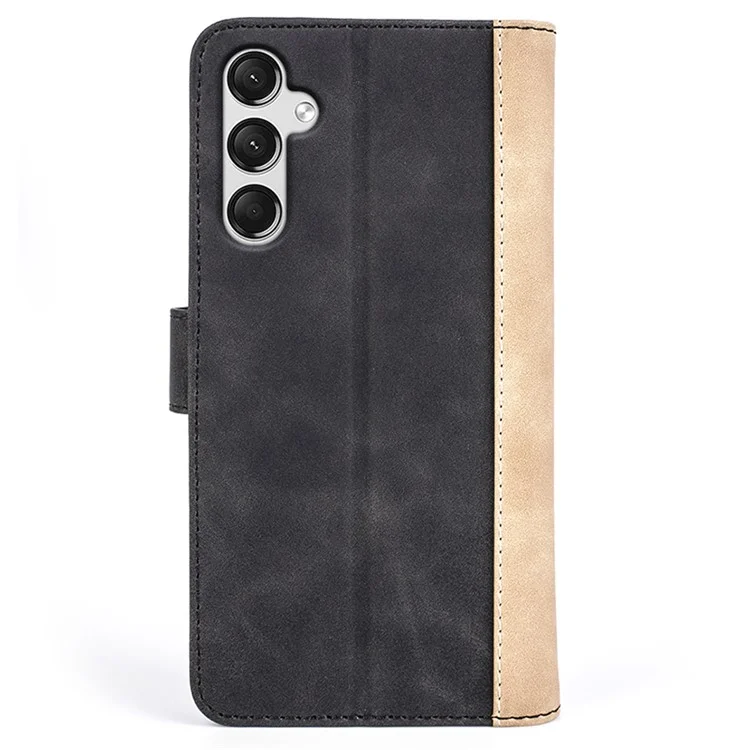 Para Samsung Galaxy A25 5G (Global) (161.0 x 76.5 x 8.3mm) Case PU Leather Wallet Stand Dual-color Cell Phone Cover - Preto