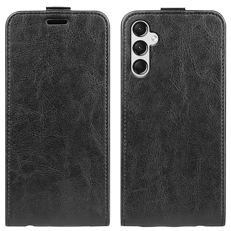 Flip Cover verticale per Samsung Galaxy A25 5G (Global) (161,0 x 76,5 x 8,3 mm) Custodia in pelle texture Crazy Horse - Nero