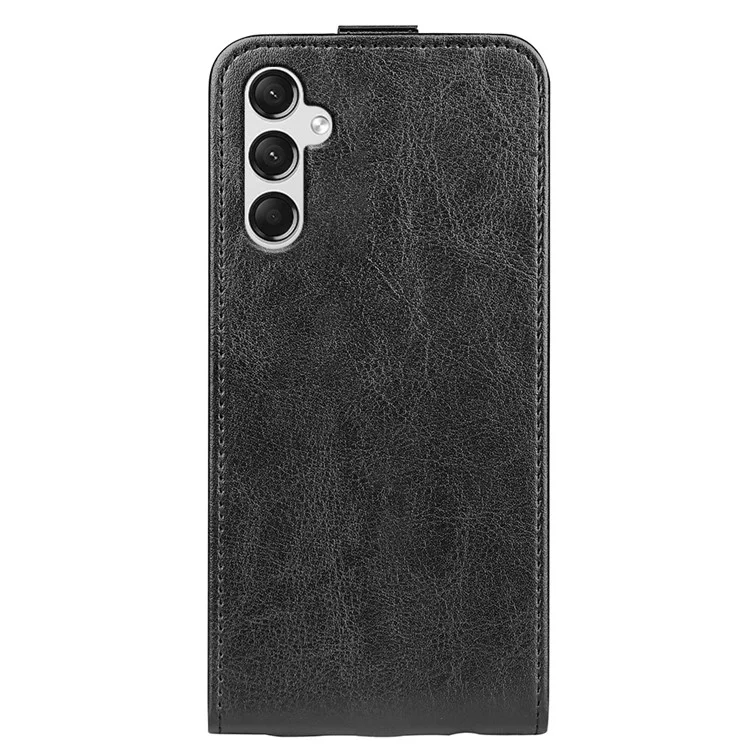 Flip Cover verticale per Samsung Galaxy A25 5G (Global) (161,0 x 76,5 x 8,3 mm) Custodia in pelle texture Crazy Horse - Nero