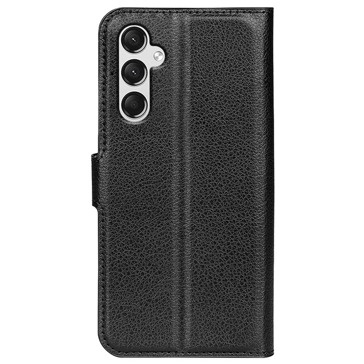 For Samsung Galaxy A25 5G (Global) (161.0 x 76.5 x 8.3mm) Case Slim-Fit Wallet Phone Shell Litchi Texture Leather Stand Cover - Black