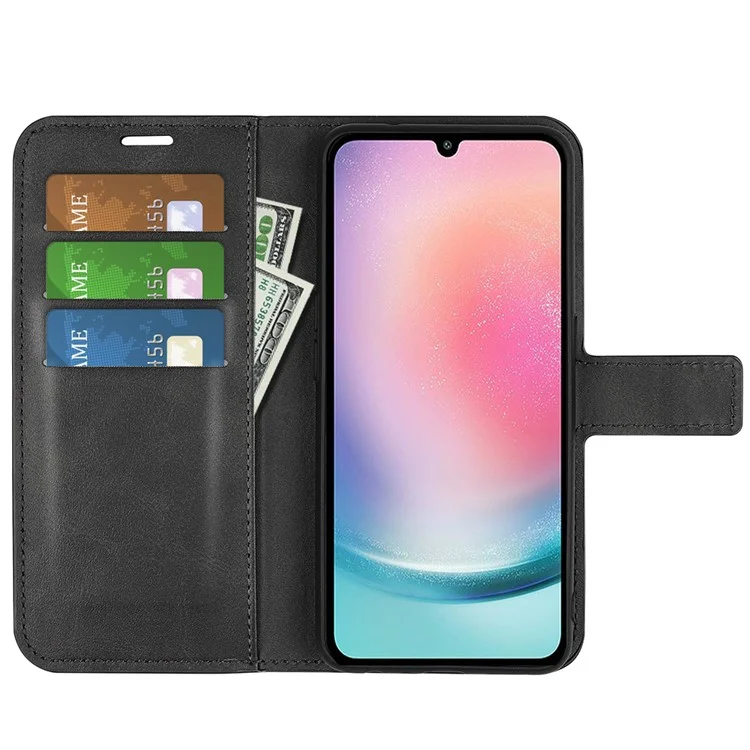 Per Samsung Galaxy A25 5G (Global) (161.0 x 76.5 x 8.3mm) Custodia in Pelle PU Stand Phone Shell Wallet - Nero