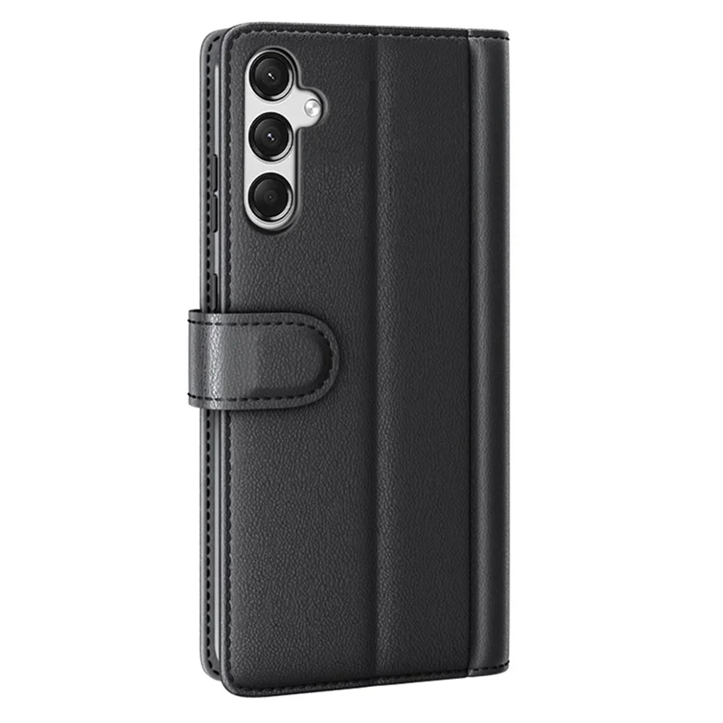 Für Samsung Galaxy A25 5G (Global) (161,0 x 76,5 x 8,3 mm) Slim-Fit Genuine Split Leather Wallet Phone Stand Cover - Schwarz