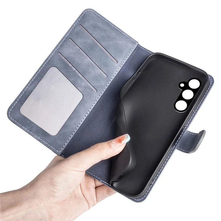 Para Samsung Galaxy A15 5G Case PU Leather Cover Wallet Stand Slim-Fit Phone Shell - Azul
