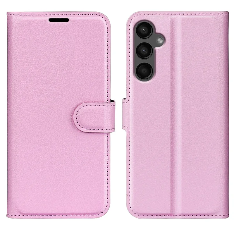 For Samsung Galaxy A15 5G Case Slim-Fit Litchi Texture Stand Wallet Phone Cover PU Leather Shell - Pink
