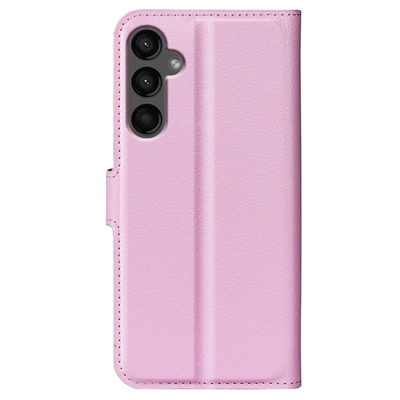 For Samsung Galaxy A15 5G Case Slim-Fit Litchi Texture Stand Wallet Phone Cover PU Leather Shell - Pink