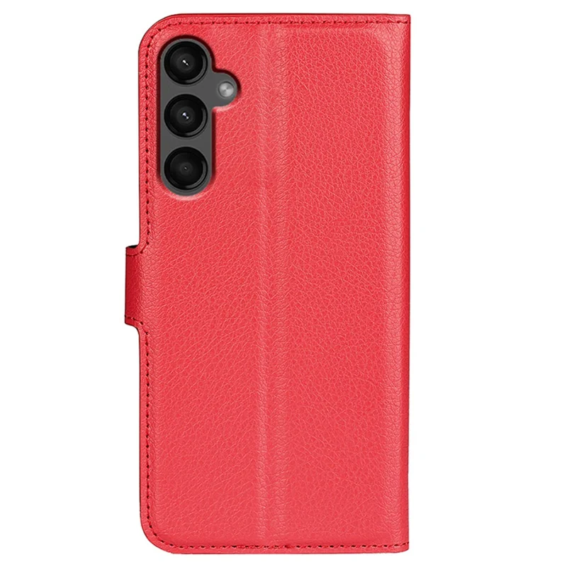 For Samsung Galaxy A15 5G Case Slim-Fit Litchi Texture Stand Wallet Phone Cover PU Leather Shell - Red
