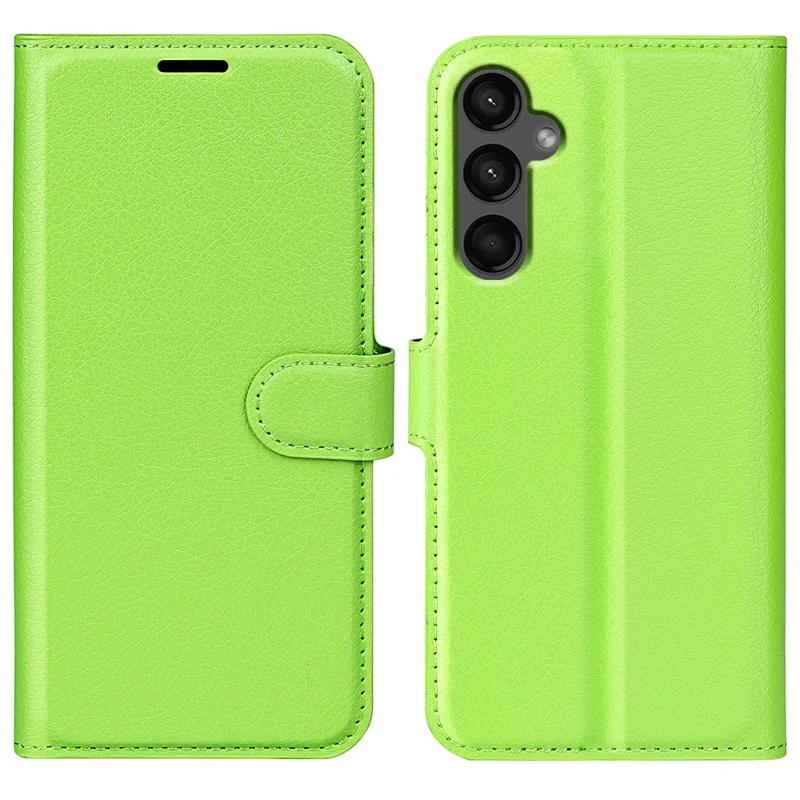 For Samsung Galaxy A15 5G Case Slim-Fit Litchi Texture Stand Wallet Phone Cover PU Leather Shell - Green