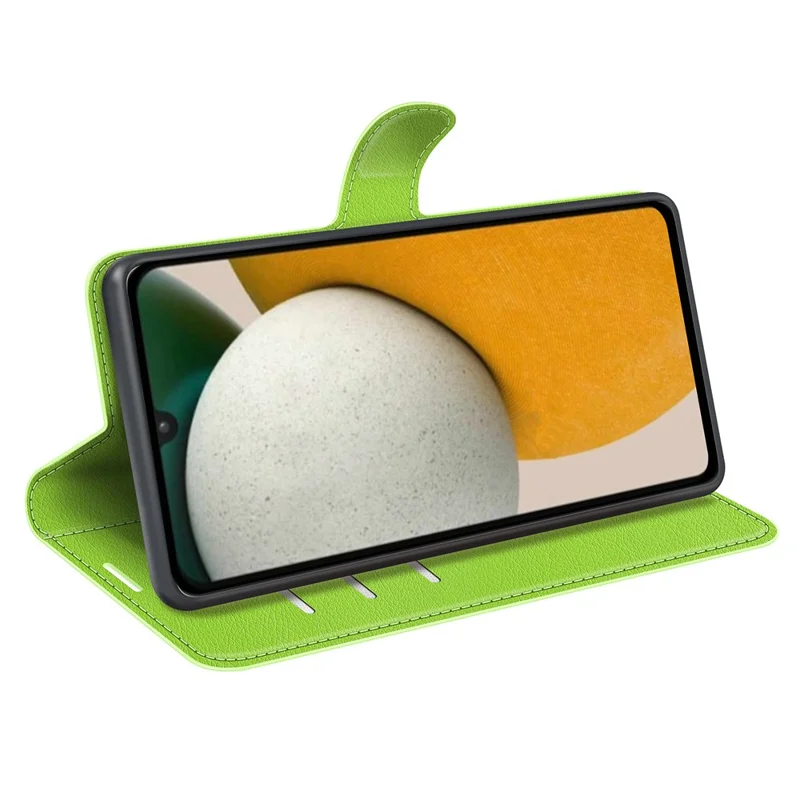 For Samsung Galaxy A15 5G Case Slim-Fit Litchi Texture Stand Wallet Phone Cover PU Leather Shell - Green