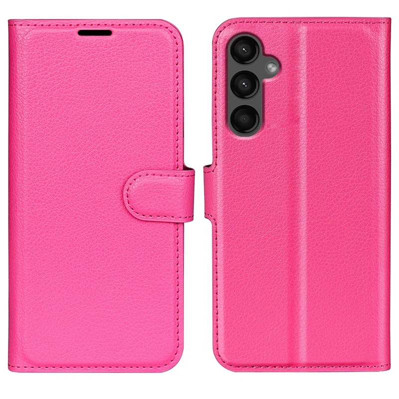 For Samsung Galaxy A15 5G Case Slim-Fit Litchi Texture Stand Wallet Phone Cover PU Leather Shell - Rose