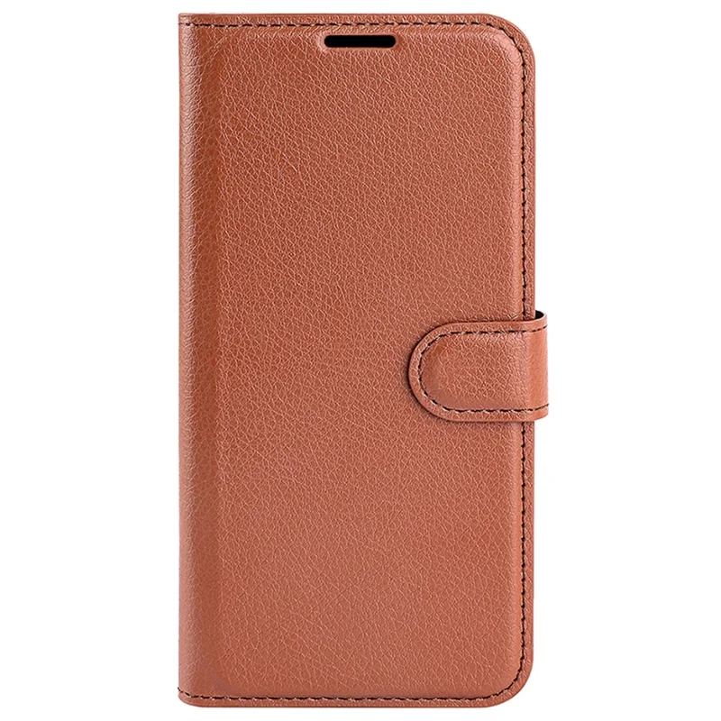 Для Samsung Galaxy A15 5G Case Slim-Fit Litchi Texture Stand Wallet Phone Cover PU Leather Shell - Коричневый