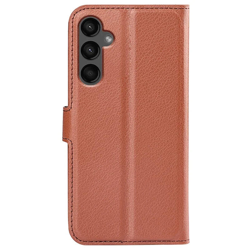 Для Samsung Galaxy A15 5G Case Slim-Fit Litchi Texture Stand Wallet Phone Cover PU Leather Shell - Коричневый