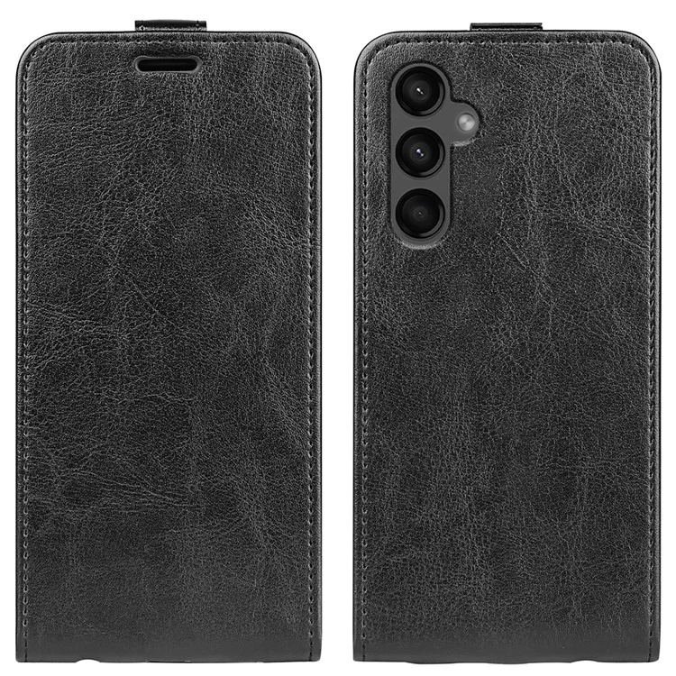 Para Samsung Galaxy A15 5G Porta-cartões Capa de Telefone Textura de Couro de Cavalo Louco Capa de Couro Preto