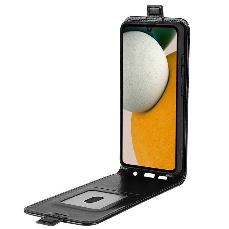 Para Samsung Galaxy A15 5G Porta-cartões Capa de Telefone Textura de Couro de Cavalo Louco Capa de Couro Preto