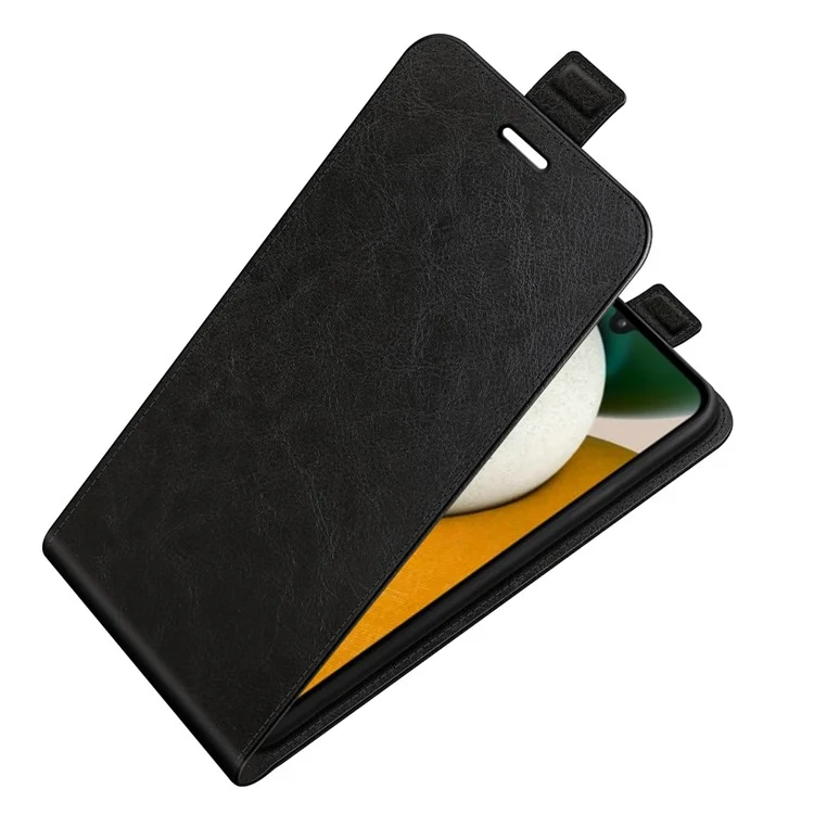 Para Samsung Galaxy A15 5G Porta-cartões Capa de Telefone Textura de Couro de Cavalo Louco Capa de Couro Preto