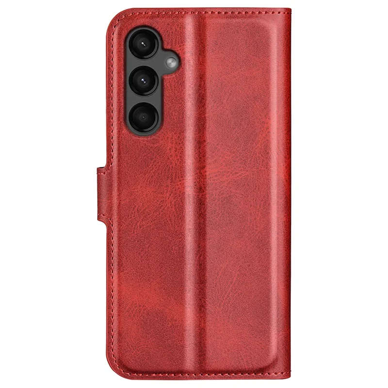 For Samsung Galaxy A15 5G Case Wallet Stand PU Leather Calf Texture Phone Cover - Red