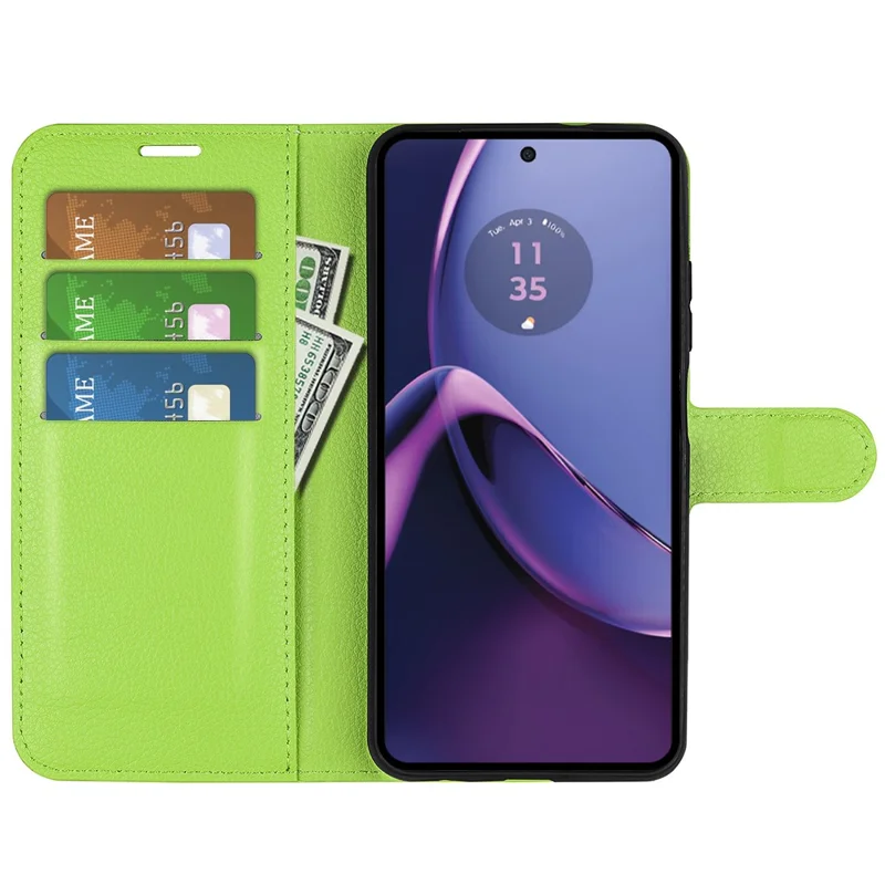For Motorola Moto G84 5G Case Shockproof Leather Phone Shell Flip Stand Wallet Cover - Green