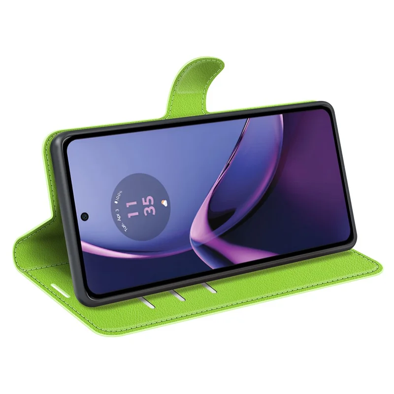 For Motorola Moto G84 5G Case Shockproof Leather Phone Shell Flip Stand Wallet Cover - Green