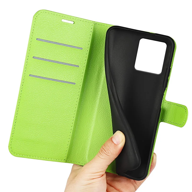 For Motorola Moto G84 5G Case Shockproof Leather Phone Shell Flip Stand Wallet Cover - Green
