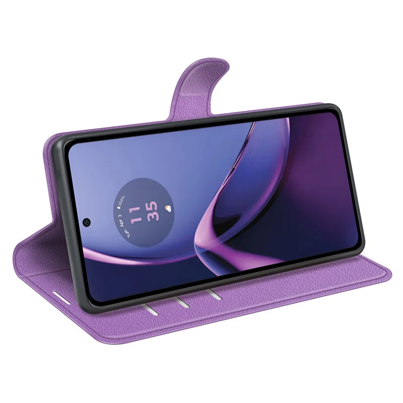 For Motorola Moto G84 5G Case Shockproof Leather Phone Shell Flip Stand Wallet Cover - Purple