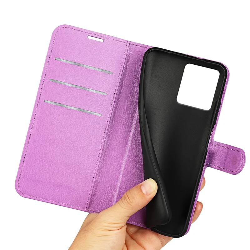 For Motorola Moto G84 5G Case Shockproof Leather Phone Shell Flip Stand Wallet Cover - Purple