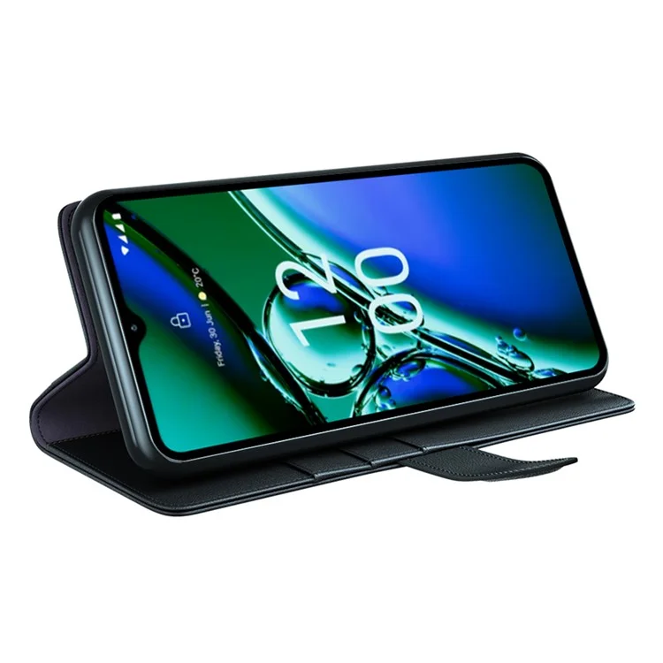Capa de Telefone Celular para Nokia G42 - Couro Dividido Genuíno À Prova de Poeira, Carteira, Suporte - Preta