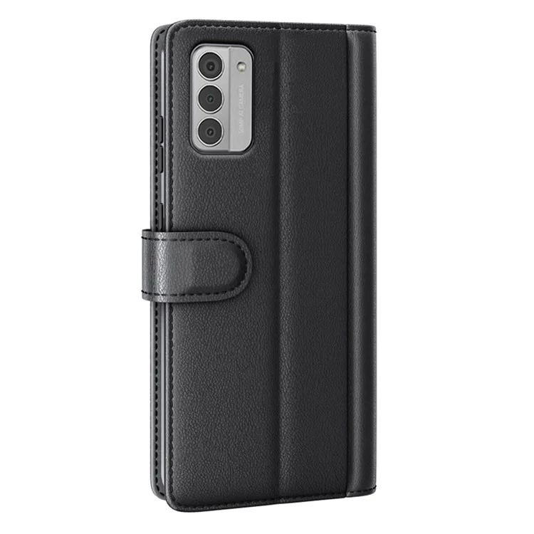 Capa de Telefone Celular para Nokia G42 - Couro Dividido Genuíno À Prova de Poeira, Carteira, Suporte - Preta