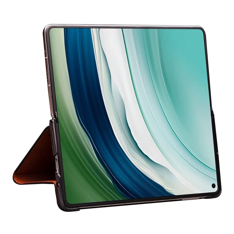 QIALINO Чехол для Huawei Mate X5, изготовленный из натуральной кожи коровы, с окном для просмотра, Черный