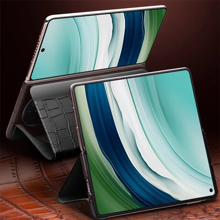 QIALINO Чехол для Huawei Mate X5, изготовленный из натуральной кожи коровы, с окном для просмотра, Черный