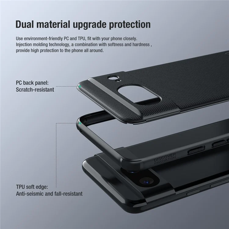 Nillkin Super Frosted Shield Pro Para Google Pixel 8 Case Anti-fingerprint Matte PC+TPU Telete Tope - Negro