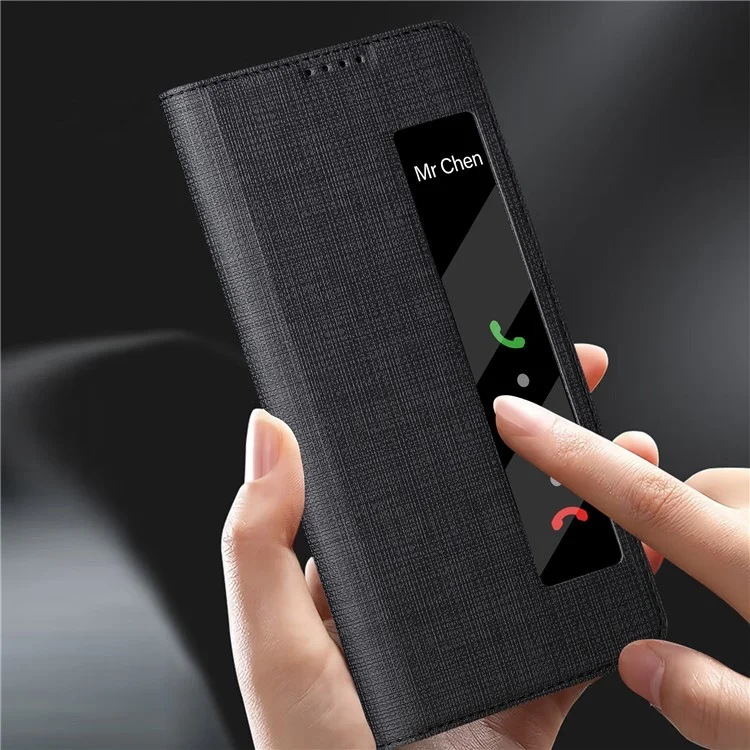 Чехол для телефона VILI DMX Series для Huawei Mate 60, чехол из искусственной кожи со стойкой и окном для просмотра - черный