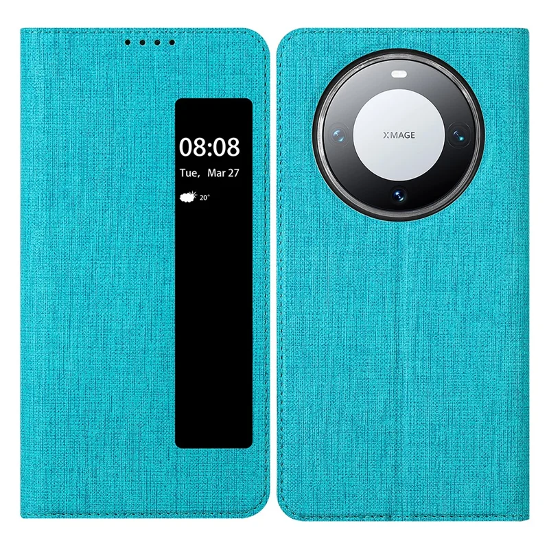VILI DMX Series Phone Shell for Huawei Mate 60 Case PU Leather Stand Phone Cover with View Window - Blue