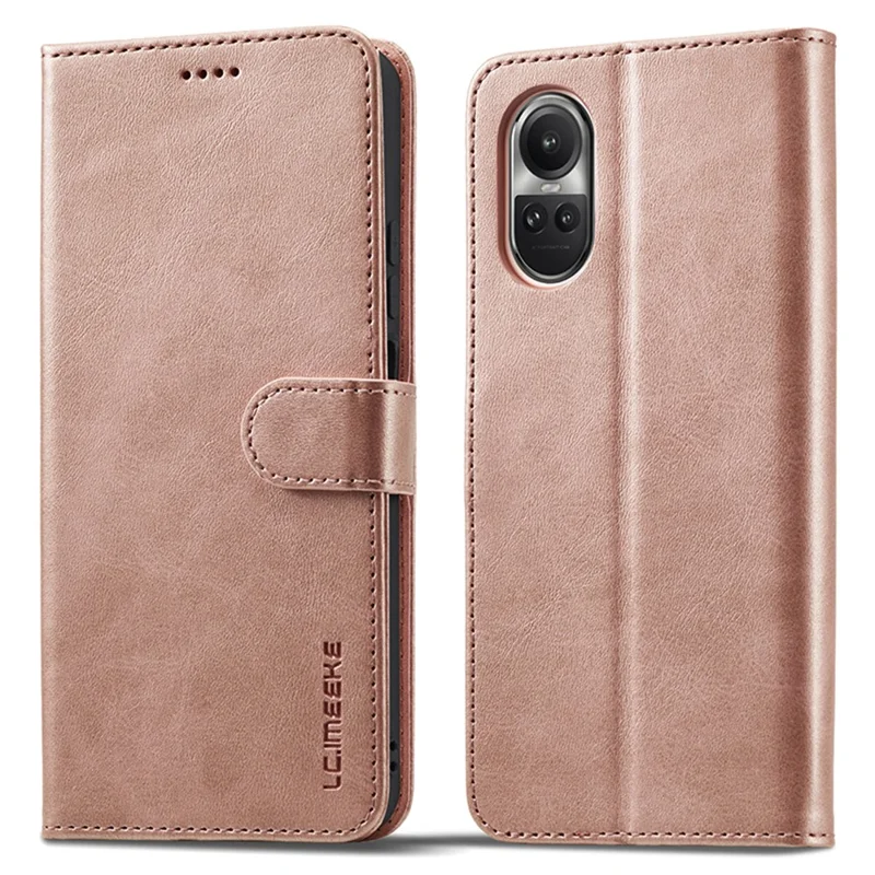 LC.IMEEKE Para Oppo Reno10 Pro 5G (Global) / Reno10 5G (Global) Caso Carteira de Couro PU com Suporte - Rose Gold
