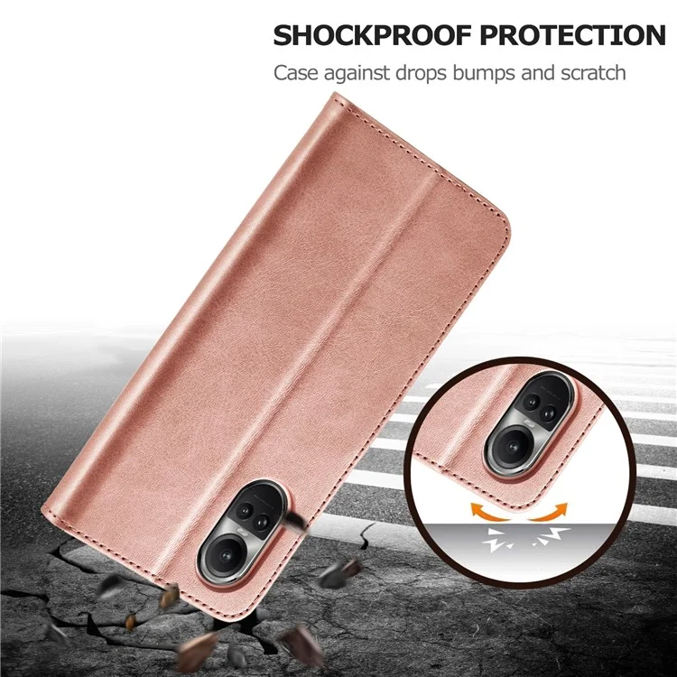 LC.IMEEKE Para Oppo Reno10 Pro 5G (Global) / Reno10 5G (Global) Caso Carteira de Couro PU com Suporte - Rose Gold