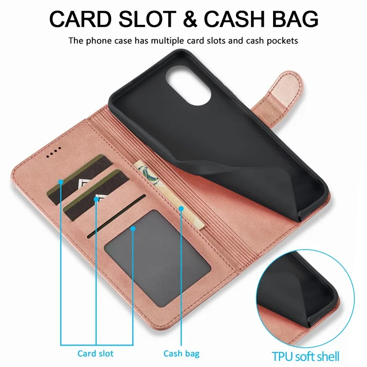 LC.IMEEKE Para Oppo Reno10 Pro 5G (Global) / Reno10 5G (Global) Caso Carteira de Couro PU com Suporte - Rose Gold