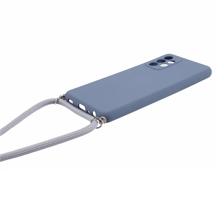 For Samsung Galaxy A52 4G / 5G / A52s 5G Case Precise Cutout TPU Cover with Long Lanyard - Lavender Grey
