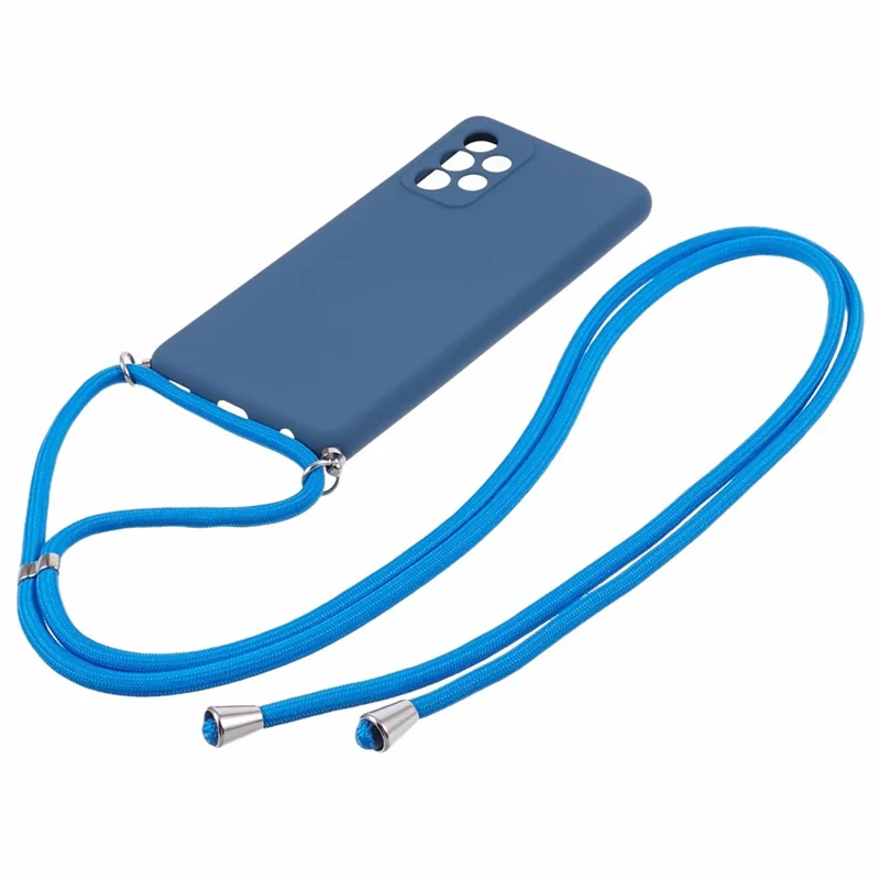 Para Samsung Galaxy A52 4G / 5G / A52s 5G Caixa Corte Preciso Capa TPU com Corda Longa - Safira