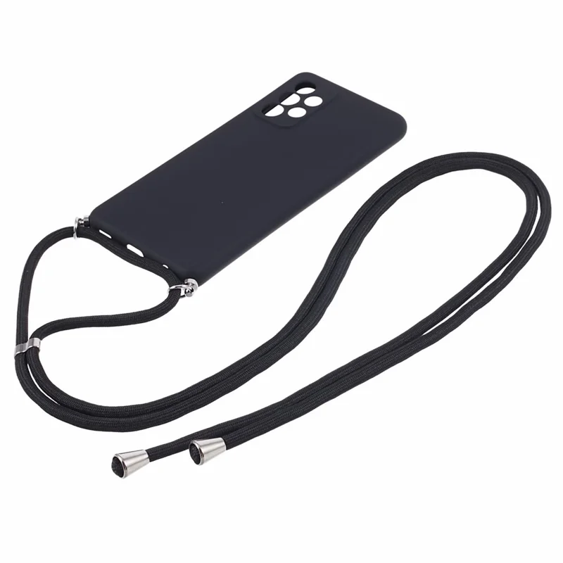 For Samsung Galaxy A52 4G / 5G / A52s 5G Case Precise Cutout TPU Cover with Long Lanyard - Black