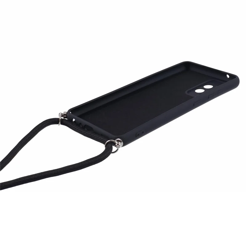 For Samsung Galaxy A52 4G / 5G / A52s 5G Case Precise Cutout TPU Cover with Long Lanyard - Black