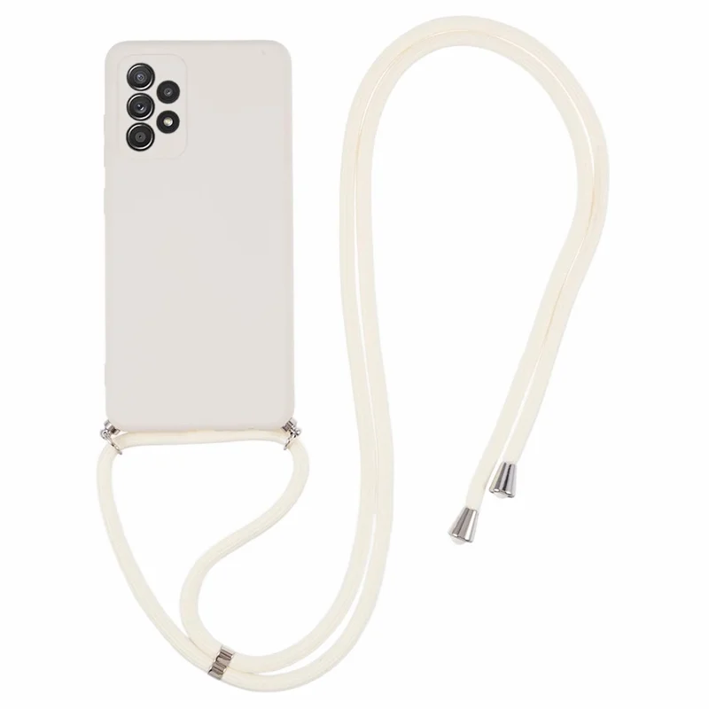For Samsung Galaxy A52 4G / 5G / A52s 5G Case Precise Cutout TPU Cover with Long Lanyard - White