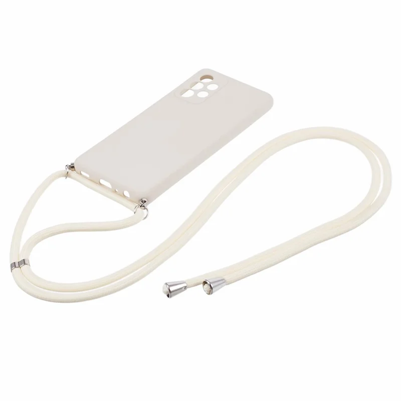 For Samsung Galaxy A52 4G / 5G / A52s 5G Case Precise Cutout TPU Cover with Long Lanyard - White