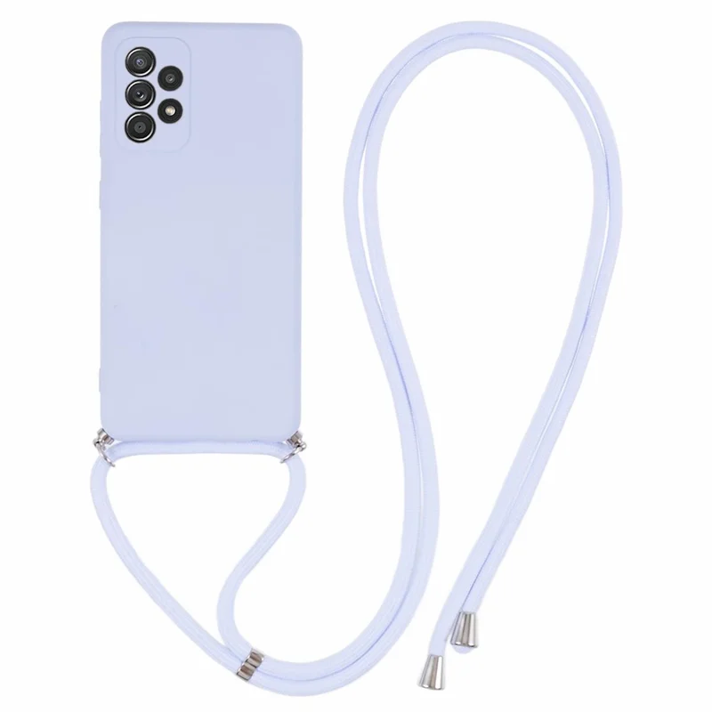 For Samsung Galaxy A52 4G / 5G / A52s 5G Case Precise Cutout TPU Cover with Long Lanyard - Light Purple