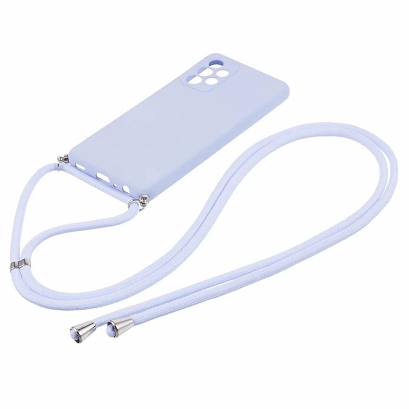 For Samsung Galaxy A52 4G / 5G / A52s 5G Case Precise Cutout TPU Cover with Long Lanyard - Light Purple