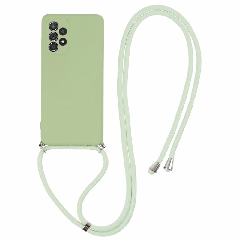 For Samsung Galaxy A52 4G / 5G / A52s 5G Case Precise Cutout TPU Cover with Long Lanyard - Matcha Green